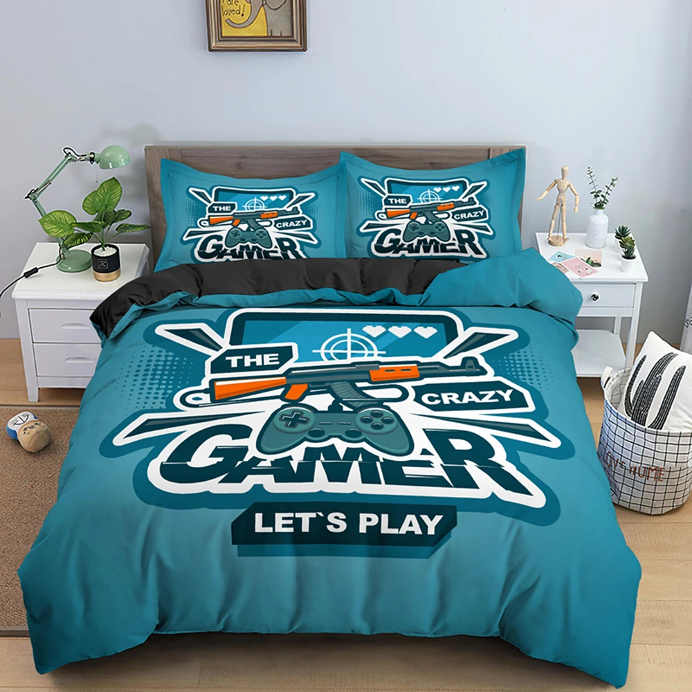 2/3pcs 3d Digital Gamer Printing Bedding Set 1Quilt Cover + 1/2 Pillowcases US/EU/AU/UK Size Twin Double Full Queen King