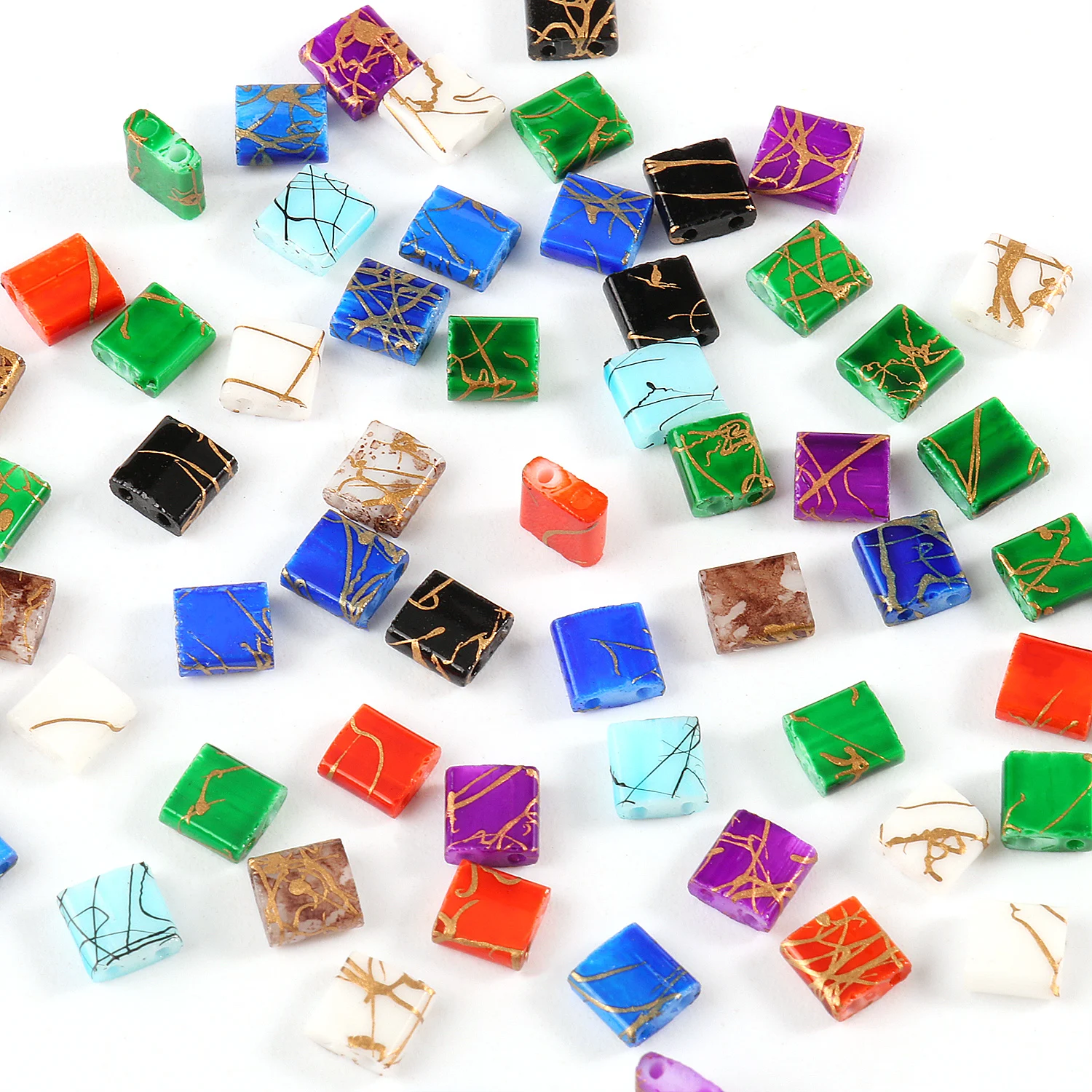 50pcs Two Hole Beads Multicolor Czech Glass Seed Beads for Jewelry Making Needlework Bracelets Accessories 5mm