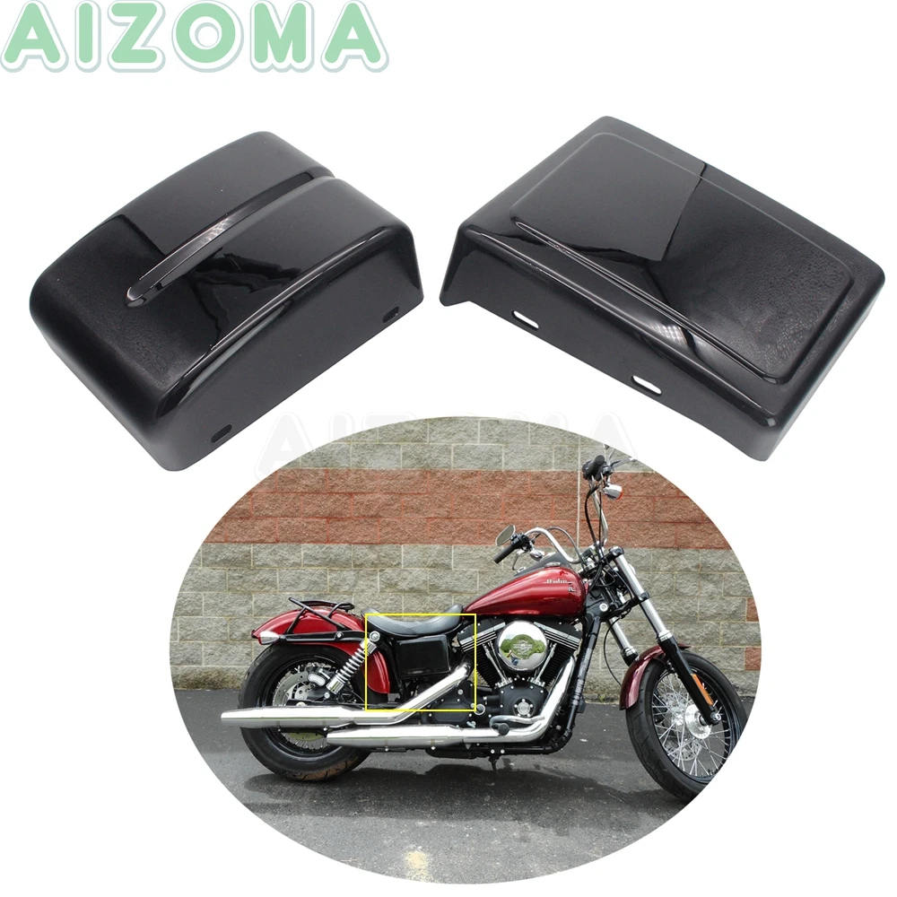 2pcs Motorcycle Battery Side Cover Protection Guards For Harley Dyna Fat Bob Switchback FLD 2012-17 Low Rider S FXDLS Wide Glide