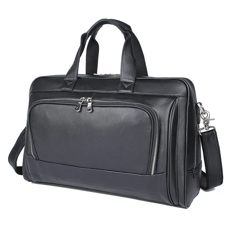 

Soft leather travel shouder bag large capacity travel handbag zipper men duffel weekend bags black carry on hand luggage