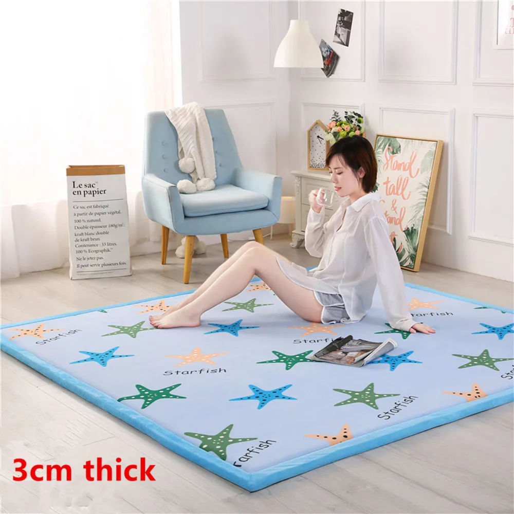 3CM Coral Fleece Thickened Tatami Mats Kids Room Crawl Area Rugs Child Bedroom Climbed Play Carpets Custom Home Large Floor Rug