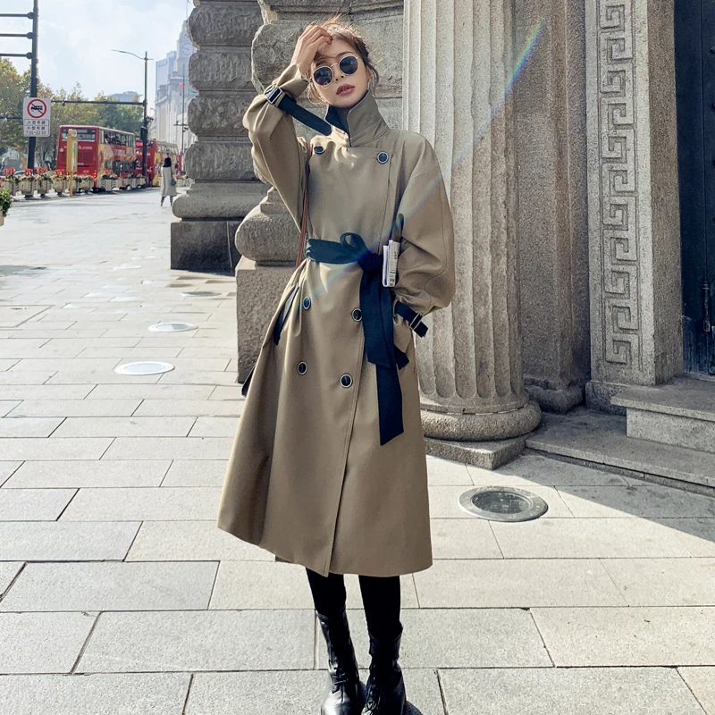 

Brand Pop Women Trench Coat Double-Breasted Long Waterproof Windproof Spring Fall Windbreaker for Lady Duster Coat Female Cloak