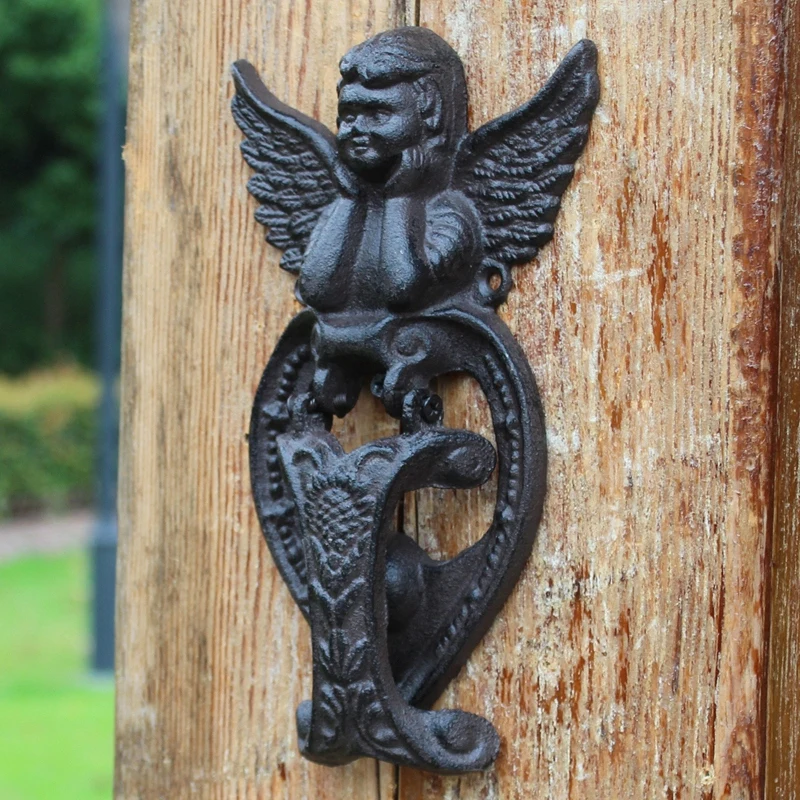 

European Style Cast Iron Crafts Retro Door Knock Art Door Handle Courtyard Home Wall Decoration Angel Knocker