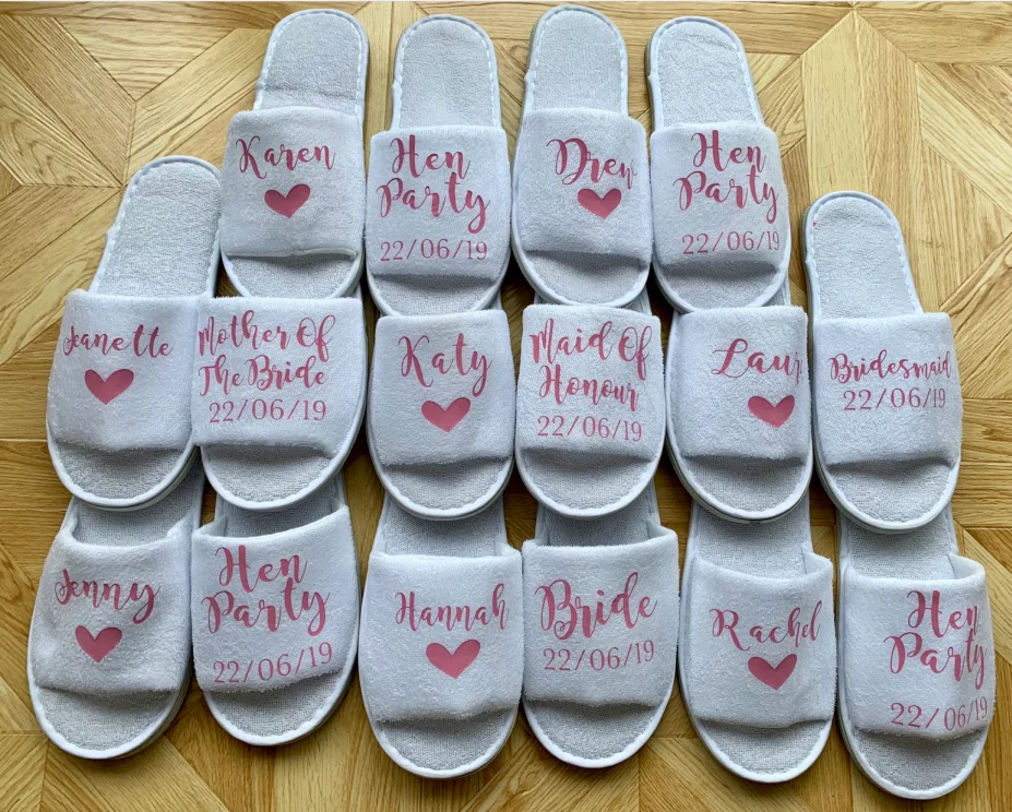 

Personalised hen party Gift Flower girl Slippers custom bride Wedding Slippers bridesmaid Open Toes slippers mother of the bride