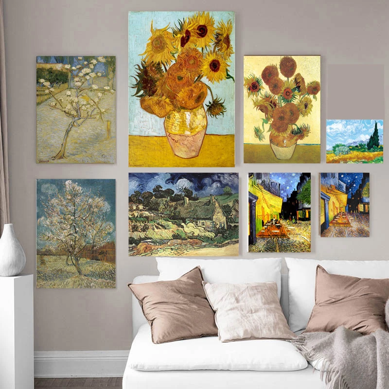 

Famous Cafe Terrace at Night Poster Picture Painting Wall Art Canvas Wallpaper Living Room Home Decoration Interior Artwork