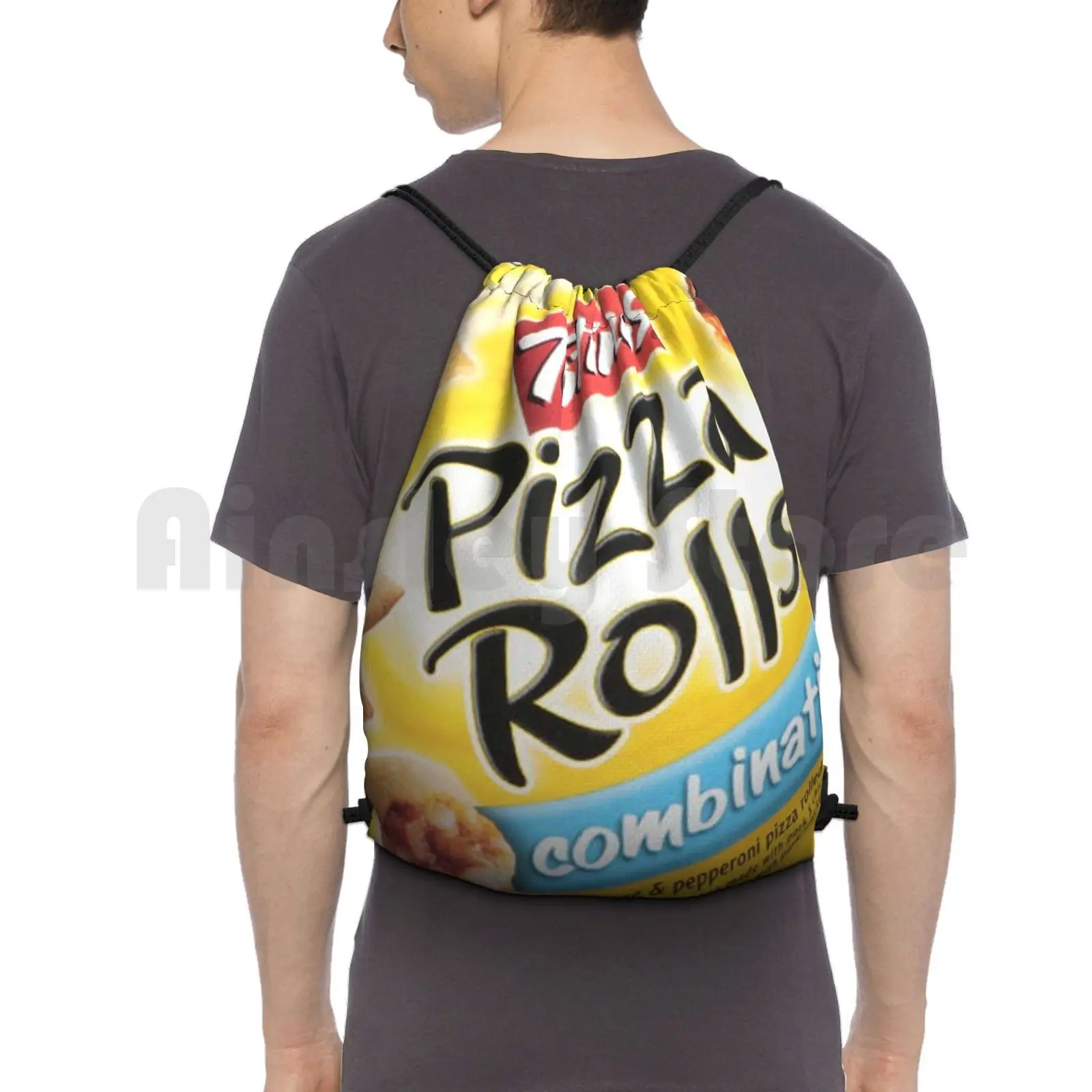 

Pizza Rolls Backpack Drawstring Bag Riding Climbing Gym Bag Pizza Rolls Food Real Food Pizza Snack