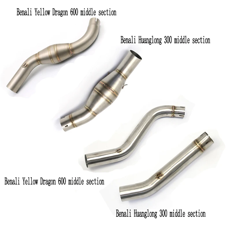 FOR Benali Huanglong 300 600 Motorcycle Middle Section Modified Exhaust Pipe Muffler Connecting Rod Stainless Steel Adapter