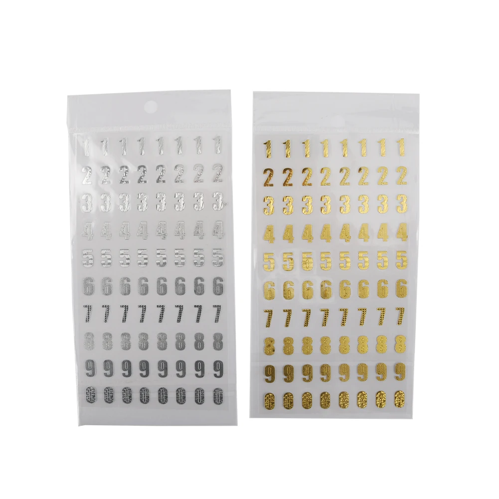 Flashing Bronzing Decorative Stickers Alphabet Character Numeral Style Small Sticker Photo Album Hand Account Decoration 6 Sheet