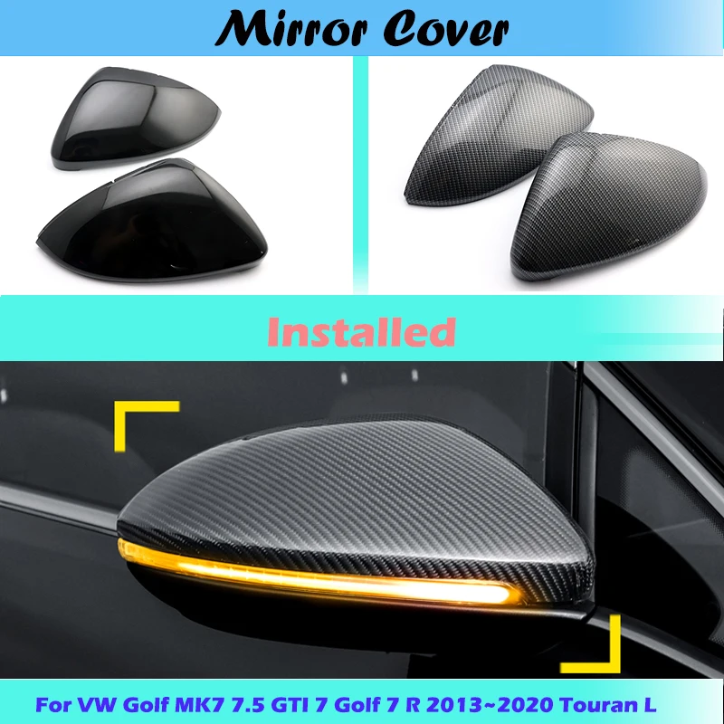 NOWOŚĆ Do Volkswagen VW Golf MK7 7.5 GTI 7 Golf 7 R Touran L Samochodowe boczne skrzydło Lusterko wsteczne Wzór z włókna węglowego Czarna osłona