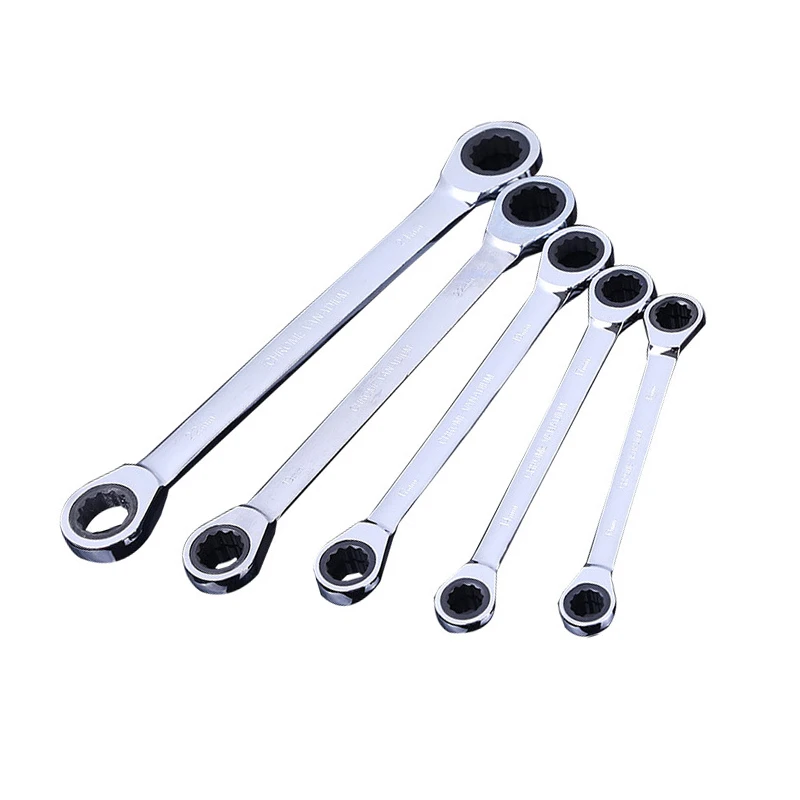 Chrome Vanadium 8-9-10-12-13-14-15-16-17-18-19-27mm Ring Double Head Ratchet Wrench Reversible Ratchet Combination Spanner Set