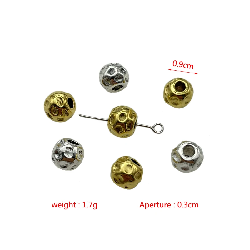 JunKang 9-10mm Metal big hole round bead connectors jewelry making DIY handmade bracelet necklace accessory material