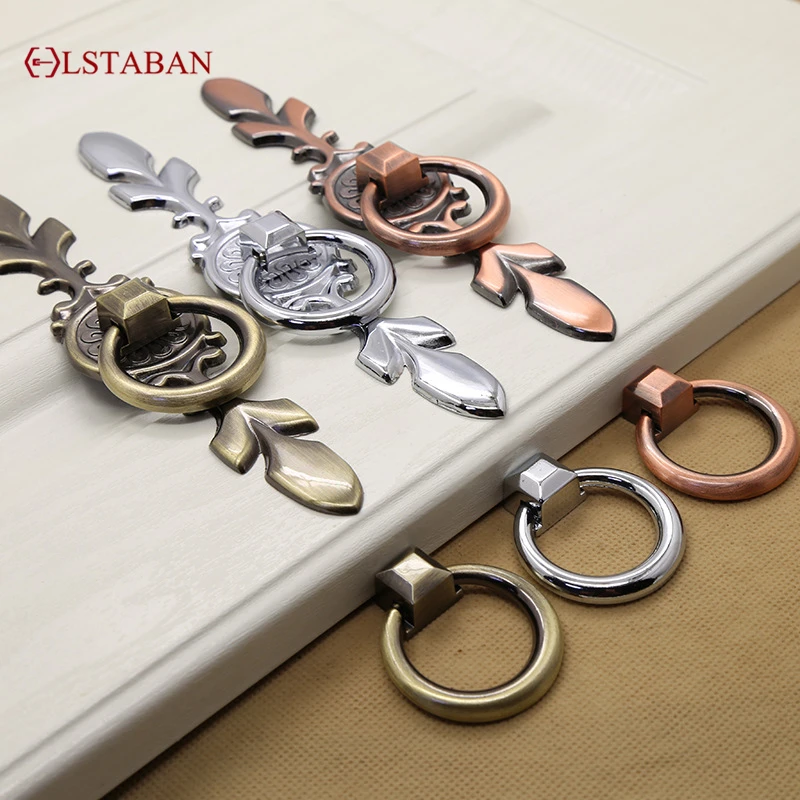 European Style Simple Antique Copper Cabinet Door Drawer Shoe Cabinet Wardrobe Door Single Hole Round Zinc Alloy Handle