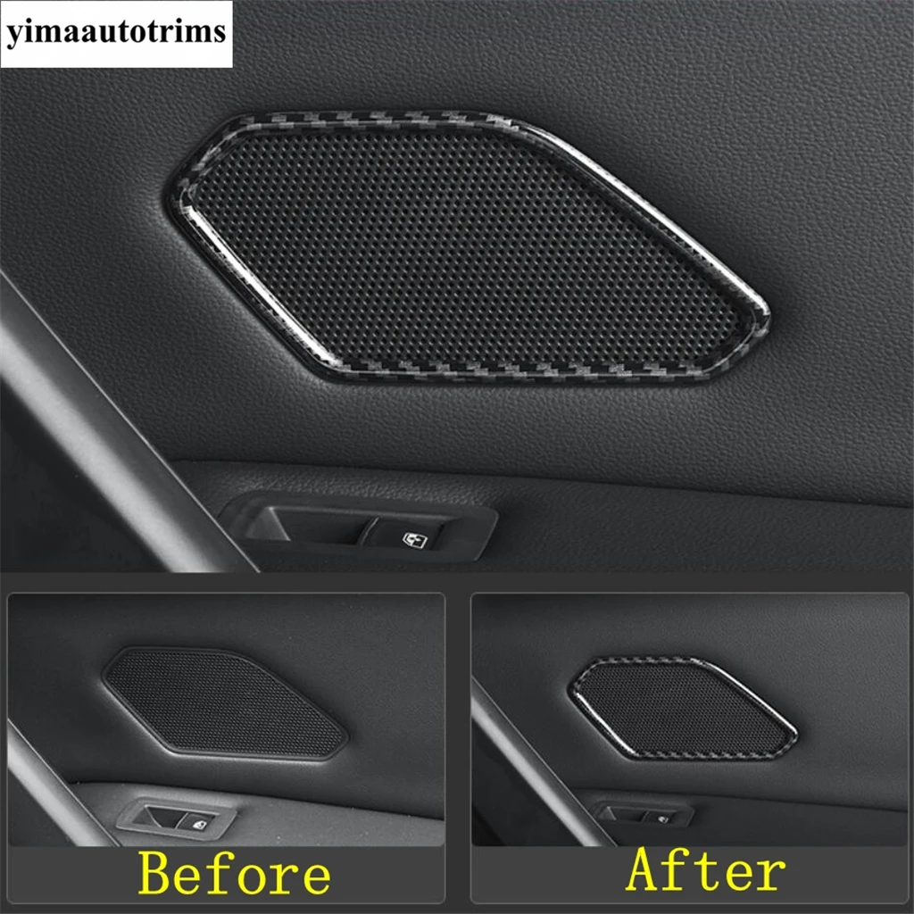 For Volkswagen VW Tiguan MK2 2016 - 2023 Back Door Speaker Decoration Cover Trim ABS Carbon Fiber / Matte Interior Accessories