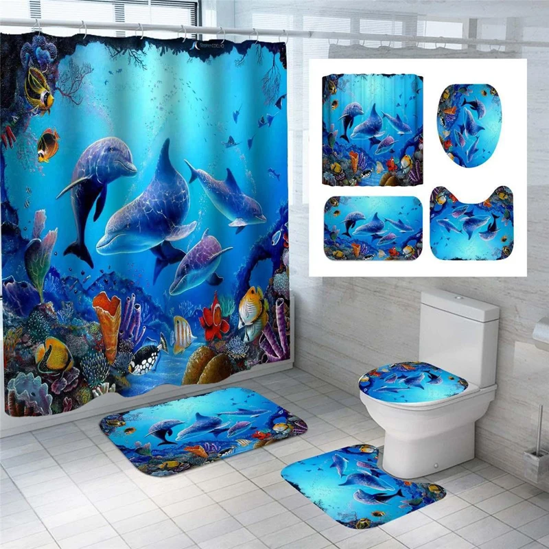 

Underwater world shower curtain, thickened bathroom waterproof partition curtain, sun curtain, mildew curtain, home decoration