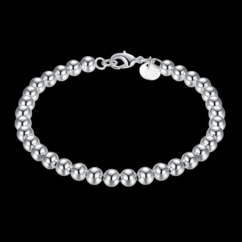 BABYLLNT 2024 New Fashion Hot Sale 925 Sterling Silver 6mm Round Beads Charm Bracelet For Women Wedding Jewelry Party Gifts