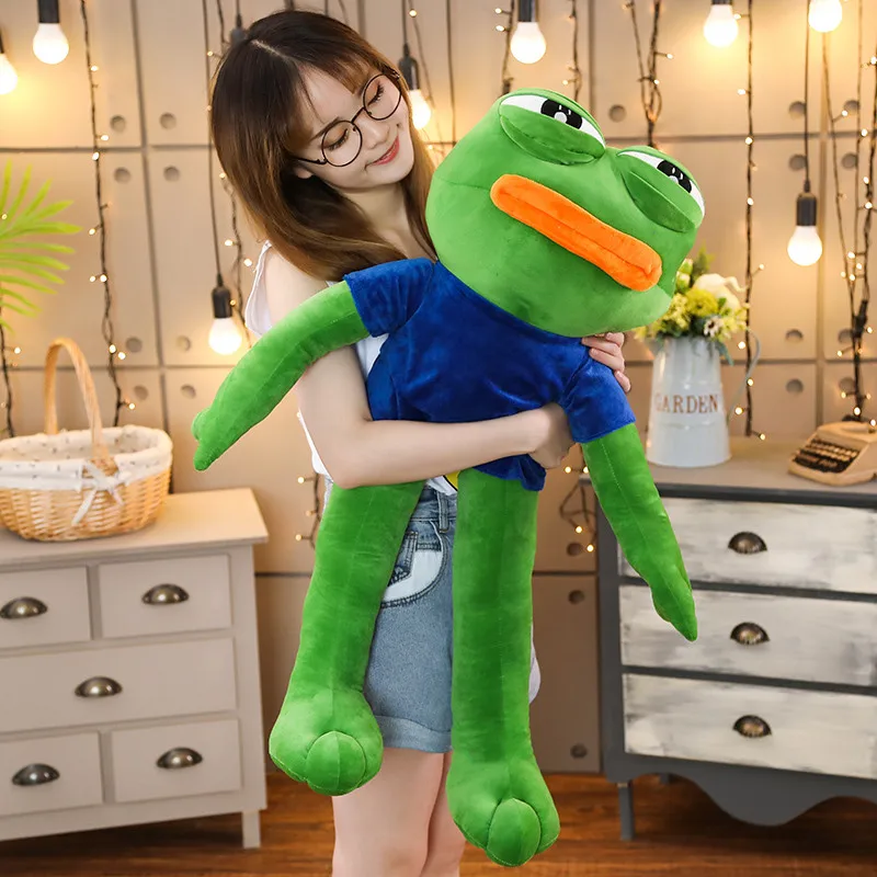 Kawaii 50-90cm Cute Magic Expression Pepe The Frog Toys Stuffed Animal Dolls Sad Frog Plush 4chan Meme  for Kids Lovely Gift