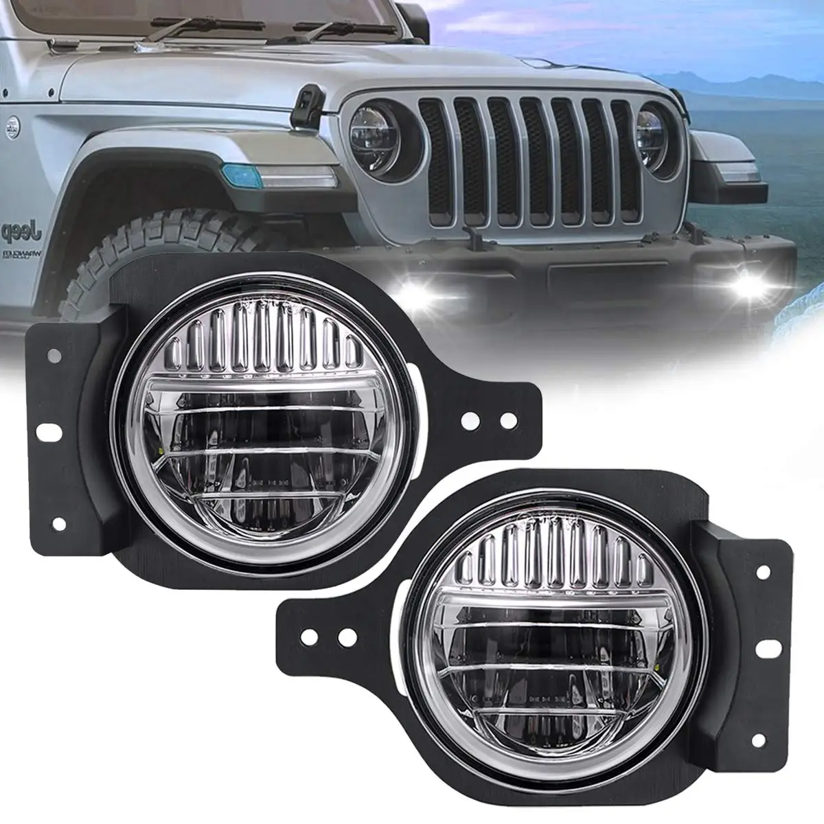 

JL1084 4-дюймовые светодиодный Противотуманные фары для 2018 + Jeep Wrangler JL, Замена переднего бампера, белый CREE светодиодный светодиодные лампы с чипом LANTSUN