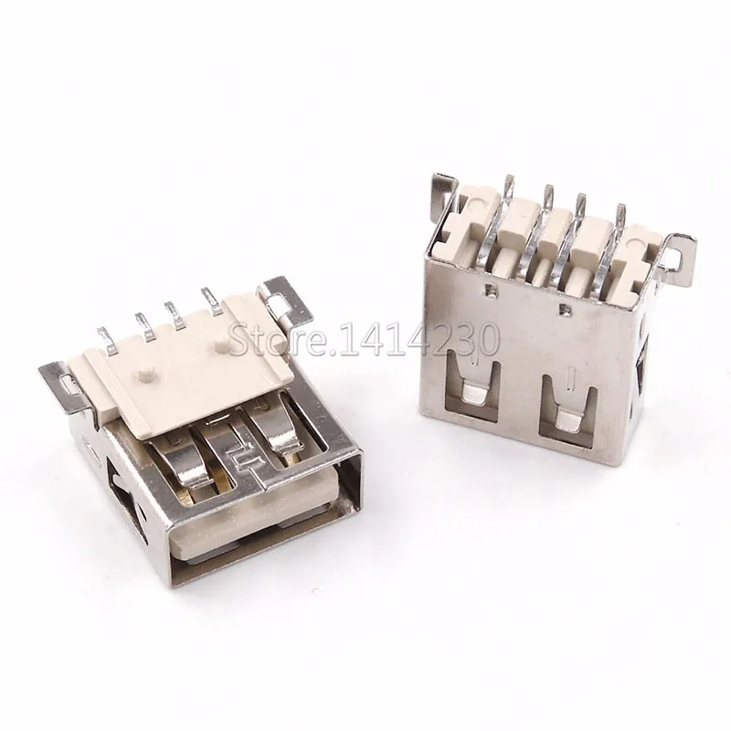 10PCS USB Type A Standard Port Female Solder Jacks Connector PCB Socket USB-A type SMT 4Pin