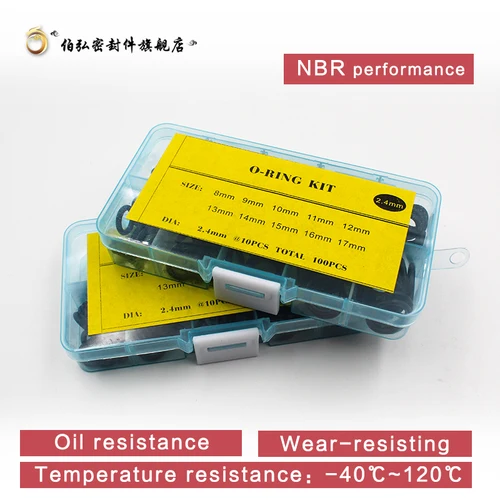 Imagen 2 del producto Juego de juntas tóricas de sellado de nitrilo, juego surtido de juntas tóricas de goma de nitrilo de 2,4mm de espesor