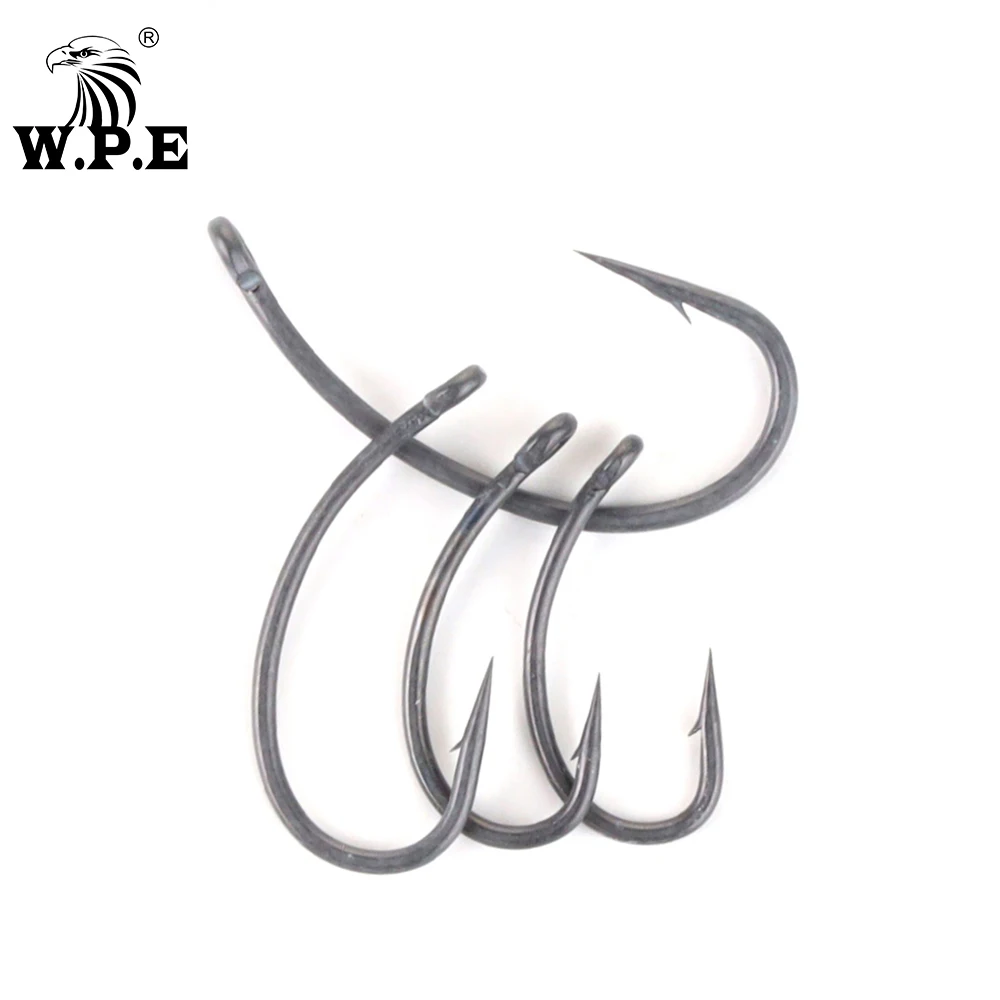 

W.P.ETeflon Coated Fishing Hook 30pcs/1set Carp FishingHook Matte Grey Barbed Curve Shank Gripper Fishhooks Fishing Tackle Pesca