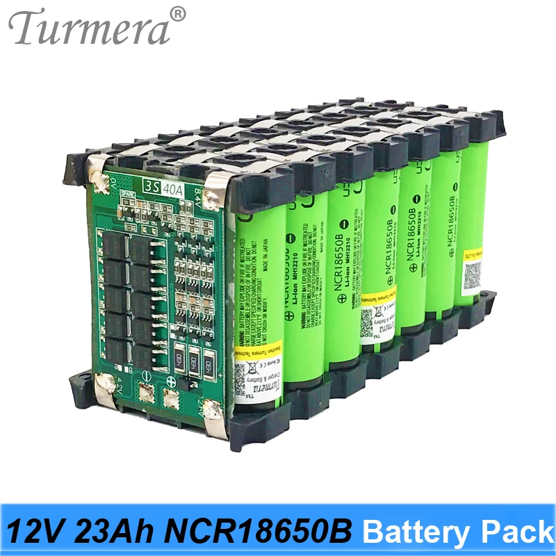 12V 23Ah Lithium Rechargeable Battery Pack Use NCR18650B 3400mAh cell for Uninterrupted Power Supply 10.8V 12.6V Turmera Battery