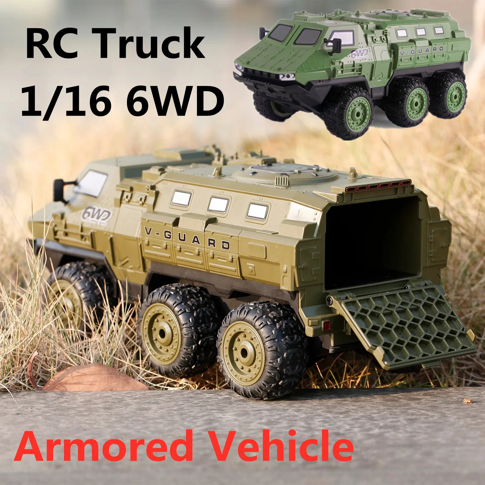 

1:16 6WD RC Military Truck 30KM/H All-Terrain Off-Road Tank Green Yellow L27.5cm RC Trucks For Adults RTR