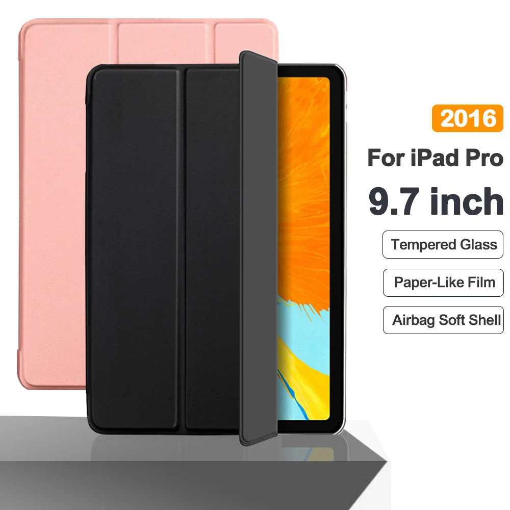 Case For iPad Pro 9.7 inch Flip Trifold Stand Case PU Leather Full Smart Auto Wake Cover For ipad Model A1673 A1674 A1675 Cases