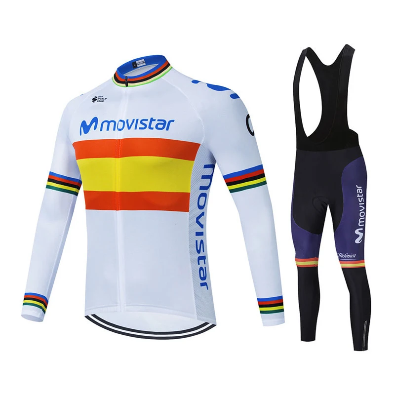 2021 Movistar Team Long Sleeve Cycling Jerseys Ropa Ciclismo Maillot Bicycle Clothing Breathable Mtb Bike Cycling Clothes