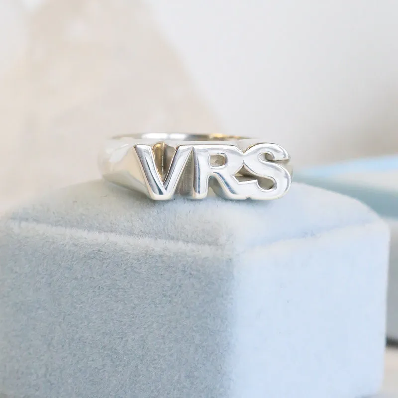 DUOYING Custom Name Ring Personlized 3D Letter Retro Minimalism Copper Alloy Old English Letter Name Ring For Women Jewelry