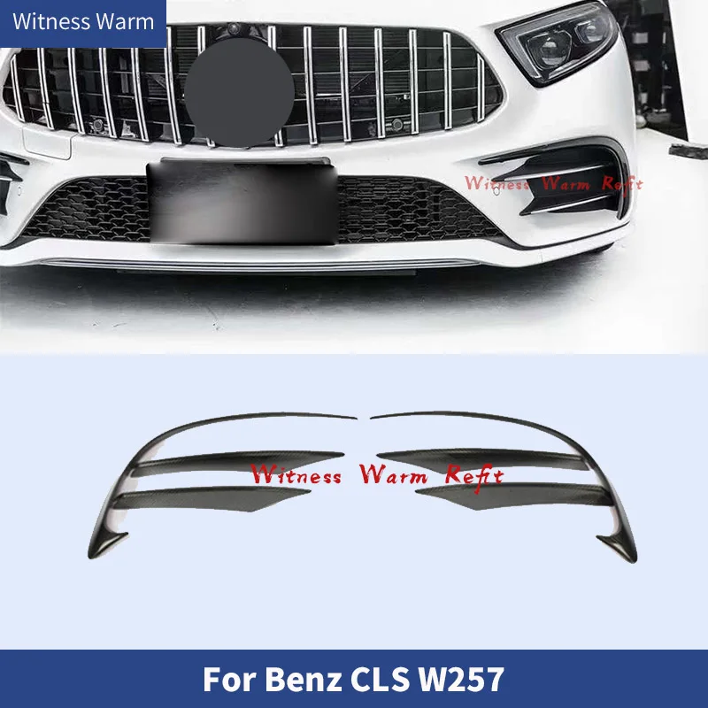 Carbon Fiber Fins for Mercedes-benz Cls Class W257 C257 2018 2019 Front Bumper Splitters Air Vents Fog Grill Cover Trims