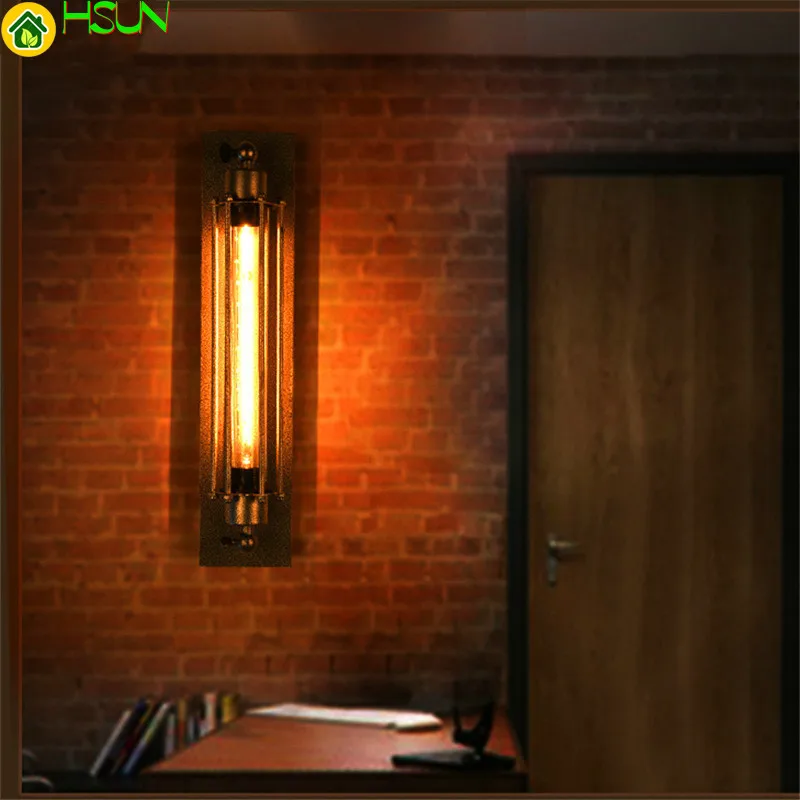 

Flute Continuous Iron System Wall Wrought Lamp Industry Wind Bar Café Bedroom Guest Room Bedside Lamp Led Wall Lamp