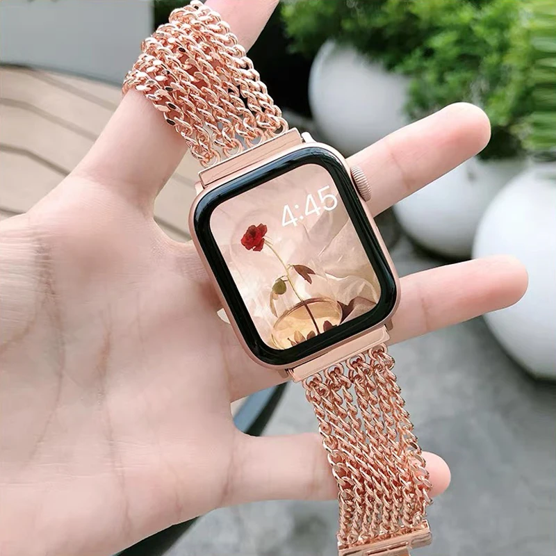 Tassel band for Apple watch 8/Ultra 49mm 40mm 41mm 45mm 44mm 42/38 Metal Solo loop link bracelet iWatch Serie 7 6 5 4 3 SE strap