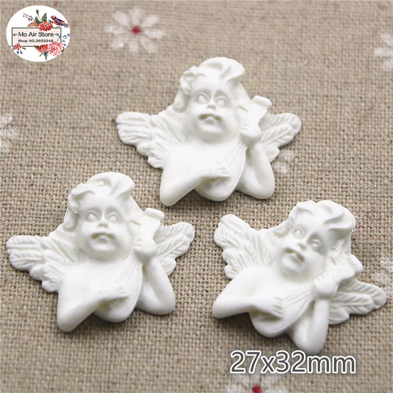 10cs kawaii Resin White Cupid Angel Cameo Miniature Flatback Cabochon Art DIY Craft Decoration
