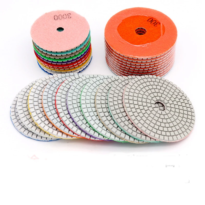 Almofada de polimento de diamante úmida e seca, discos flexíveis de moagem, pedra de mármore de granito, 2PCs, 3 em, 4 em