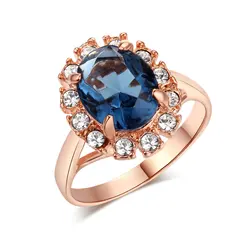 Classic Big Crystal Rings For Women Luxury Zircon Rose Gold Color Women's Ring Wedding Engagement Anniversary Jewelry R189