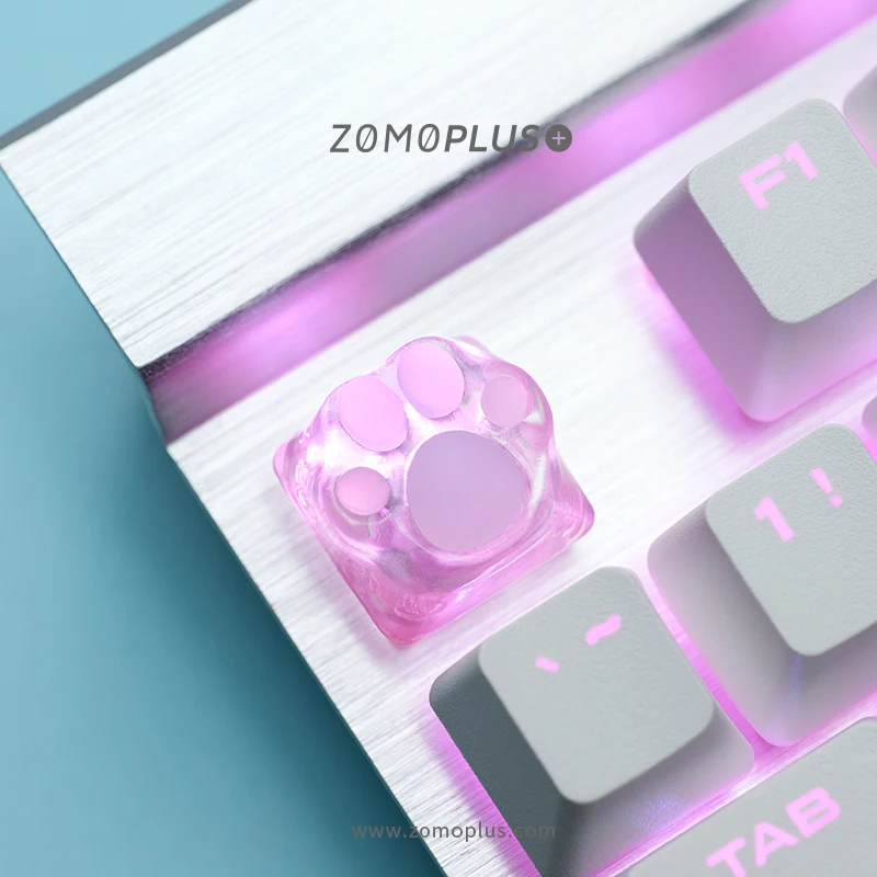 Imagem -04 - Zomo Mais Artesanal Keycap para Teclado Mecânico Impressão 3d Resina Silicone Gato Gatinho Pata Transparente Oem Tiffany Sakura Rosa