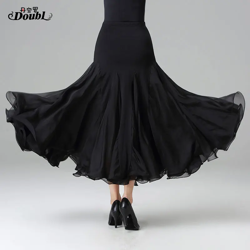 DOUBL new puffy style ballroom dance skirt long waltz dress tango practice skirt popular danceing clothes evening party black