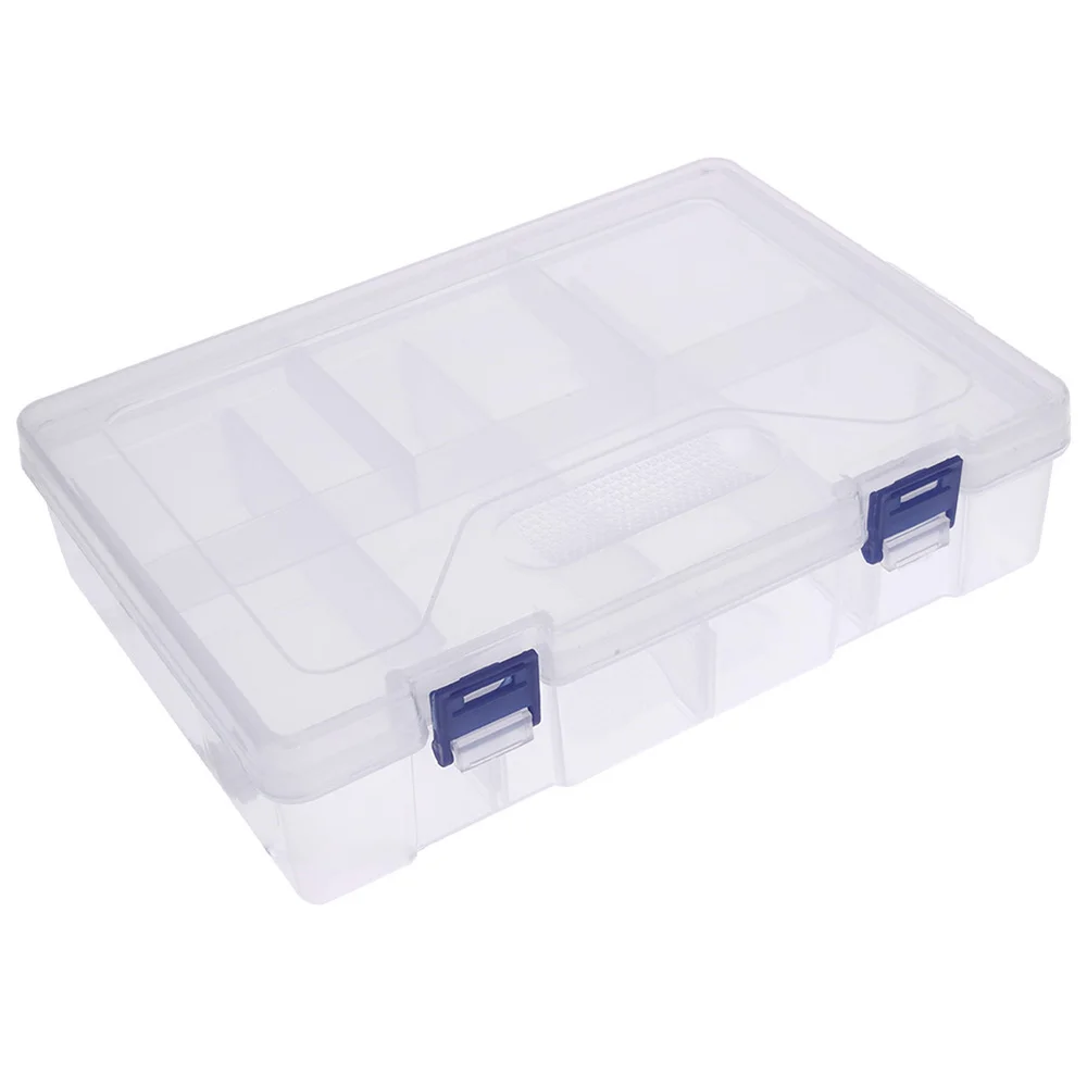 Double Layer 8-Cell Transparent Removable Plastic Storage Box with Buckle Triangular anti-slip texture & Components for Hardware