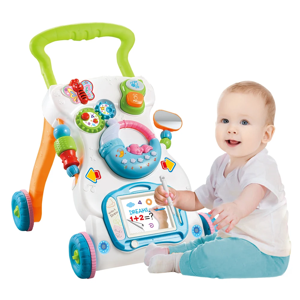 Infant child toddler walker trolley music walker adjustable speed anti rollover baby stroller toy