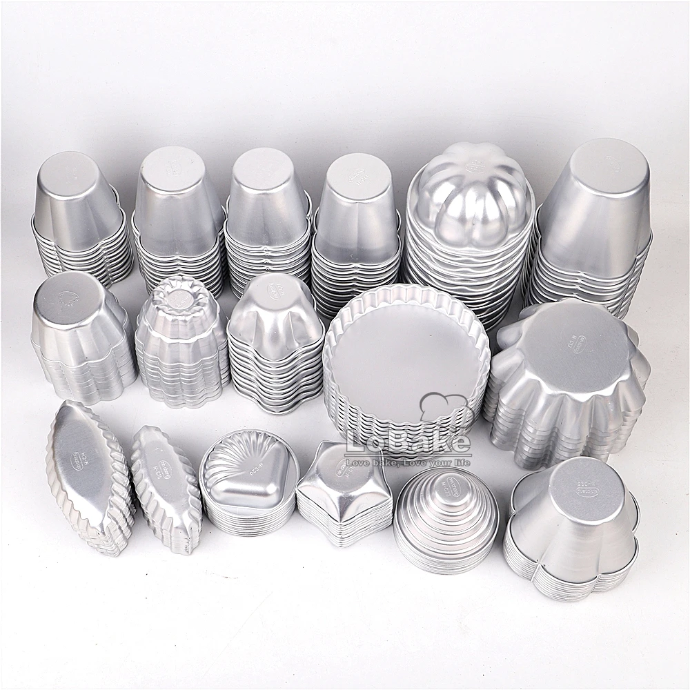 10pcs/lot Various design fluted edge wavy flower cup boat round shape aluminium tart mould jelly pudding cup cupcake mold baking