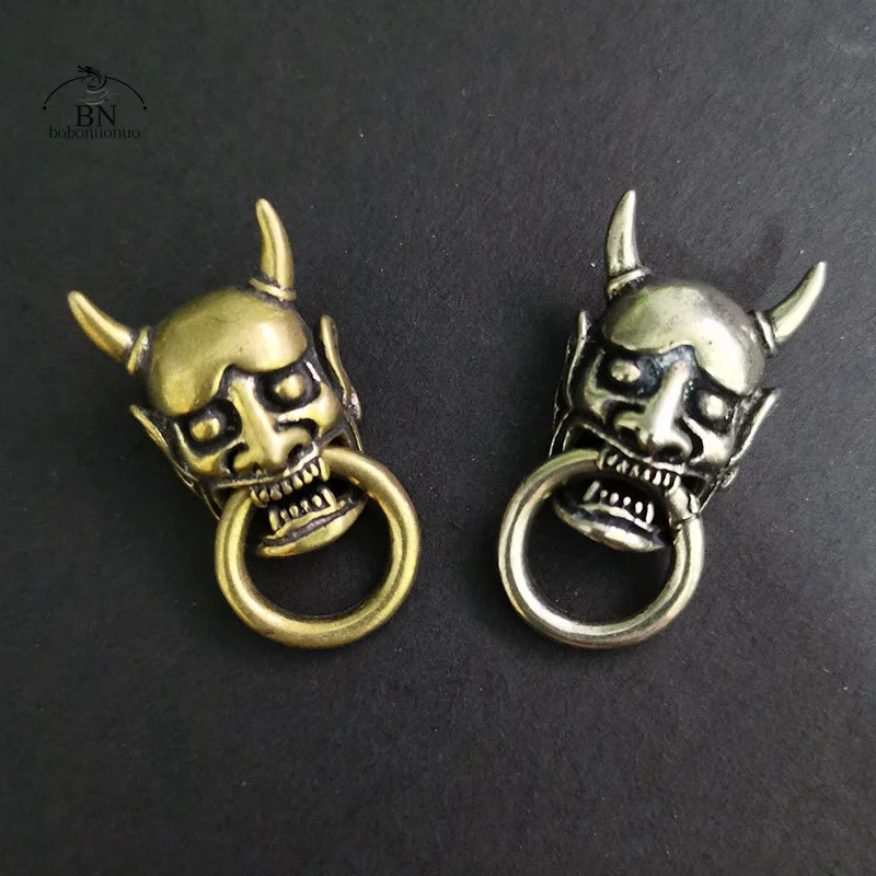 Brass Japanese Ghost Hannya Mask Rivets Connector Decorations Button Vintage DIY Leather Belt Wallet Garment Buckles with Screw