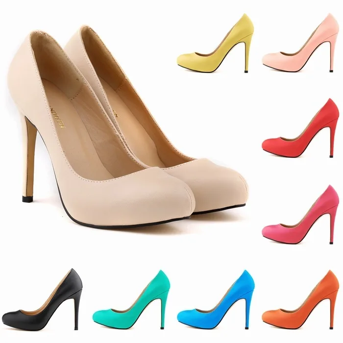 Women Pumps Heeled Shoes Nude Office & Career Pointed Toe PU 11CM Thin High heels Slip On zapatos de mujer heels women size35-42