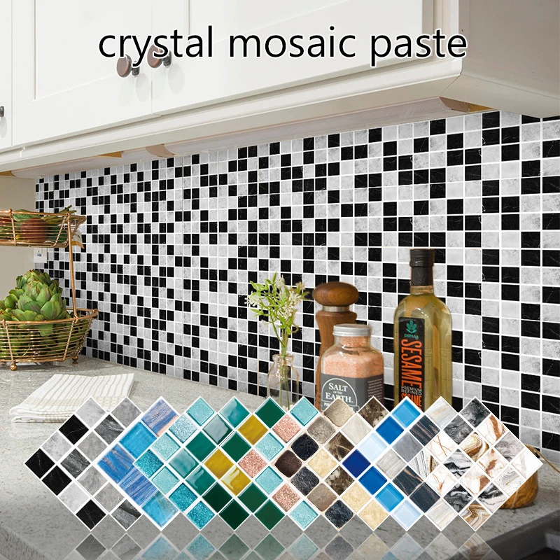 15pcs 3d self adhesive wallpapers crystal mosaic sticker  wallpaper wall blue Wall stickers Paper wall Wallpaper Photo wallpape