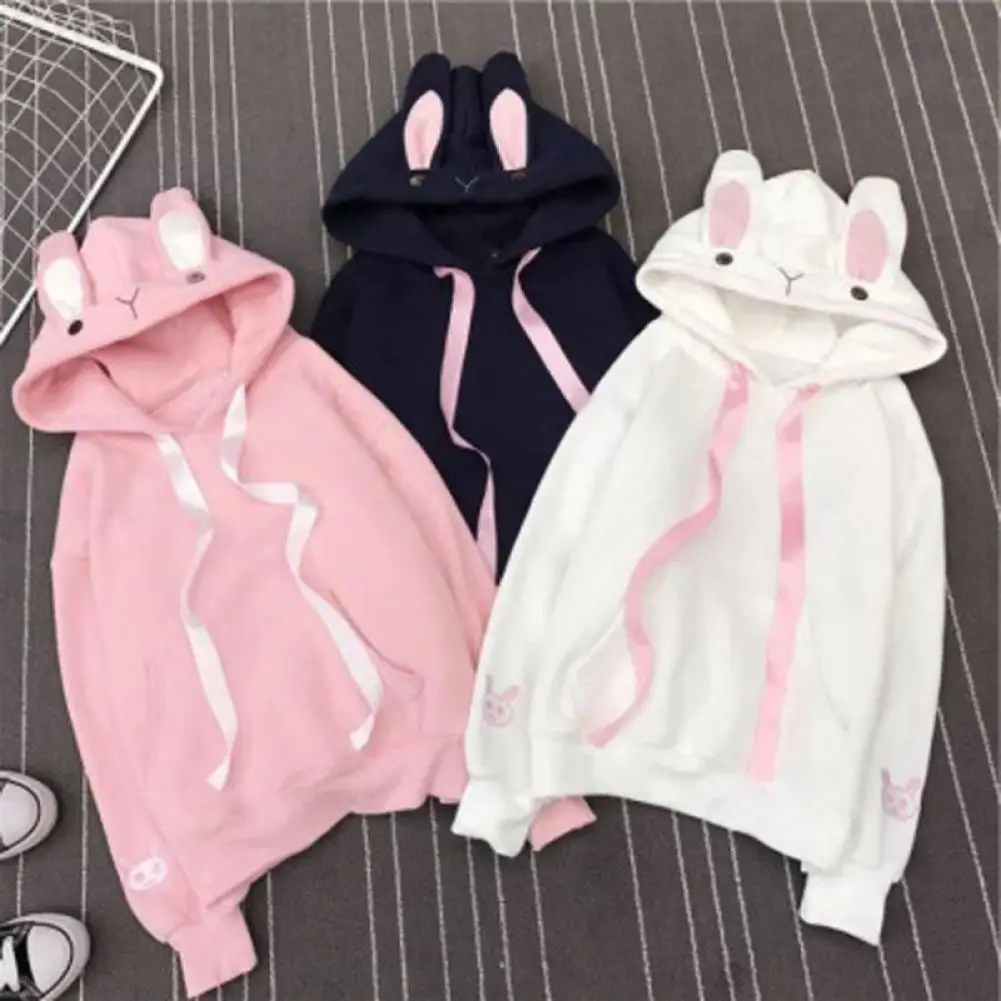 Long Sleeve Comfortable Rabbit Ear Decor Sweatershirt for Daily Life