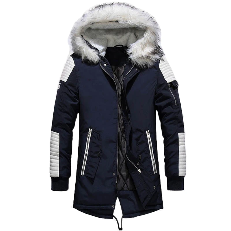 Hot Jacke Männer Dicke Warme Baumwolle-Gepolsterte Outwear Winter Mantel Männer Jacken Mit Kapuze Kragen Dicken Parka Kleidung veste homme großhandel