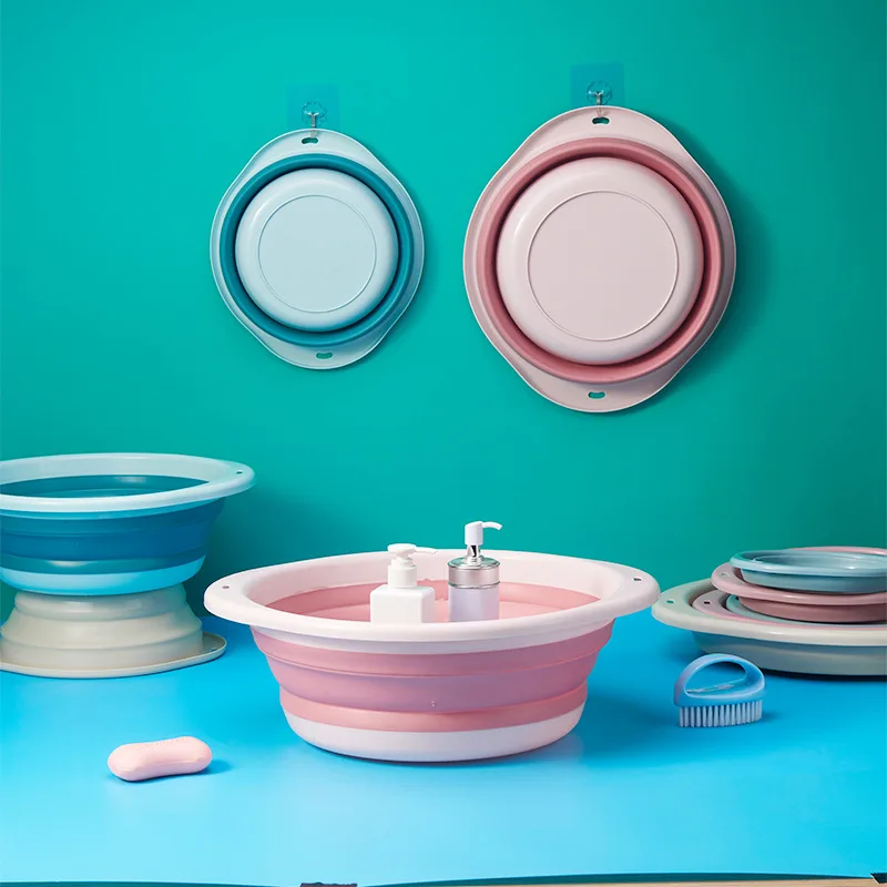 Cuenca plegable multiusos, lavabo portátil ligero, contenedor de agua de viaje, diseño de plástico de silicona fácil de sacar