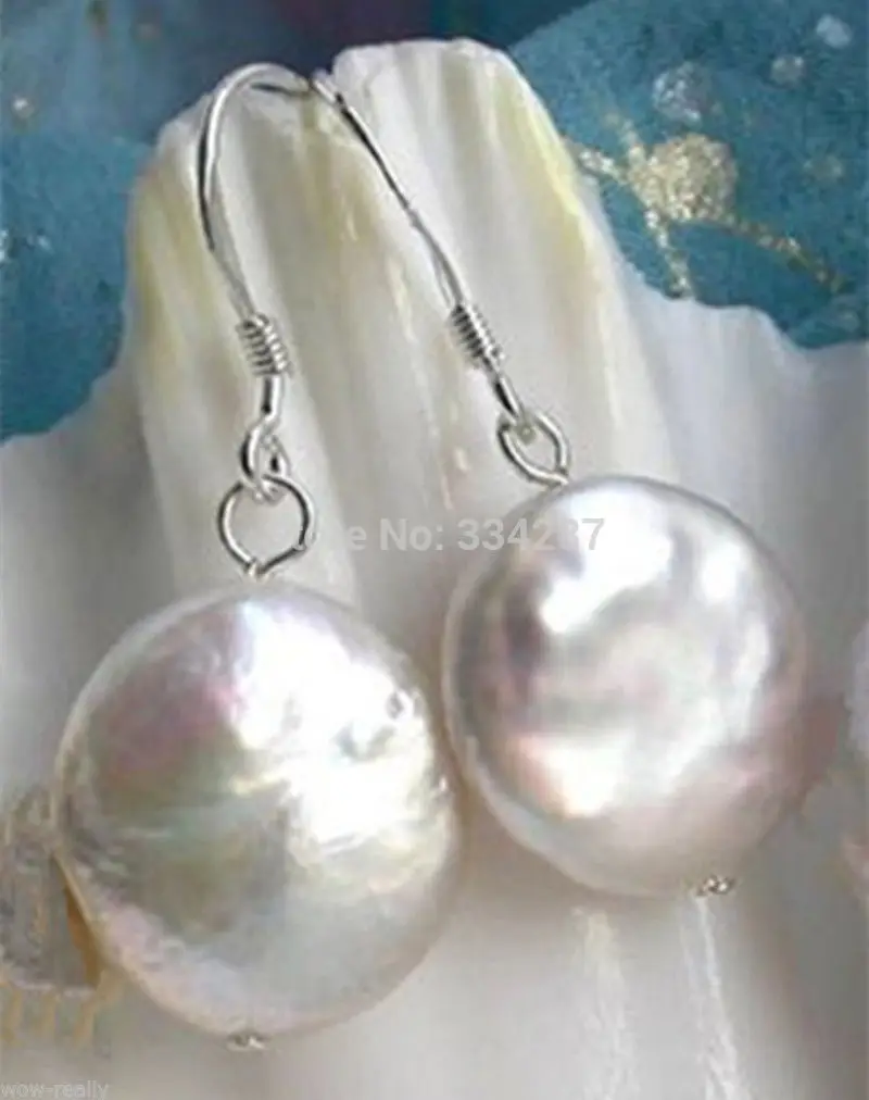 

Pretty New White Coin Freshwater Pearl Silver Hook 5pc Dangle Earrings