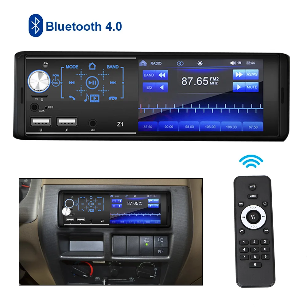 Car MP5 Player 1Din Steering Wheel Control Bluetooth 4.1 Inch Touch Screen Auto FM Stereo Audio Radio Support Rearview Camera