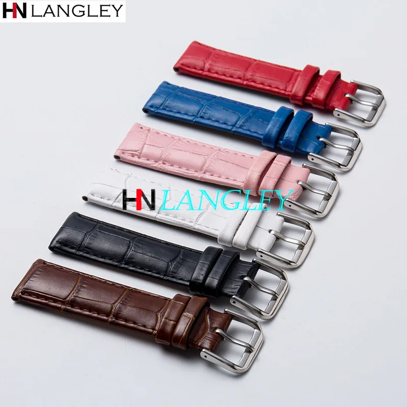 Full Size General Leather Watch Bands Six Color 10/12/13/14/15/16/17/18/19/20//22/24 mm Size Replacement Watch Strap With Tool