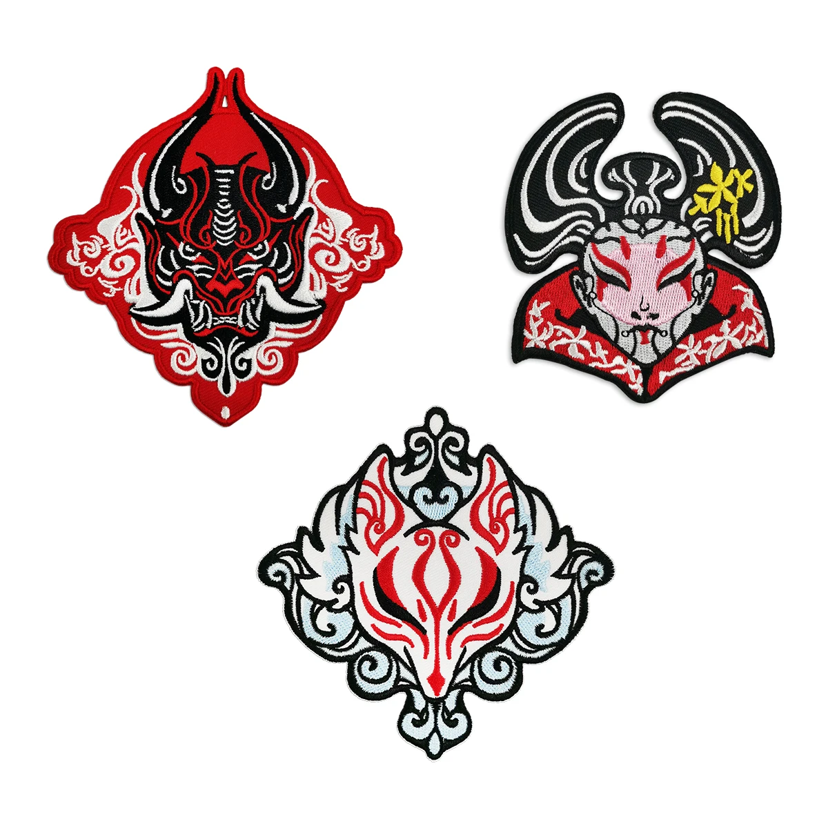 Demon Japanese Geisha Fairy Fox Embroidery Patches Iron on Patches for Clothes Punk Accessories Punk Accessories High Quality